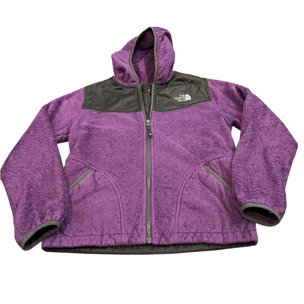 The North Face Denali Fleece Hoodie Girls M 10/12 Purple Full Zip Hooded Jacket